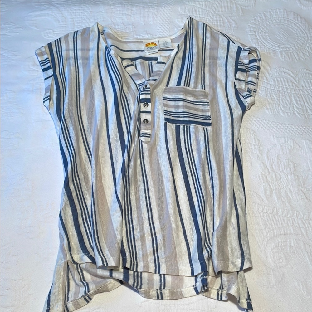 Women's Striped Blue and Beige Top.great condition.Only worn it once.